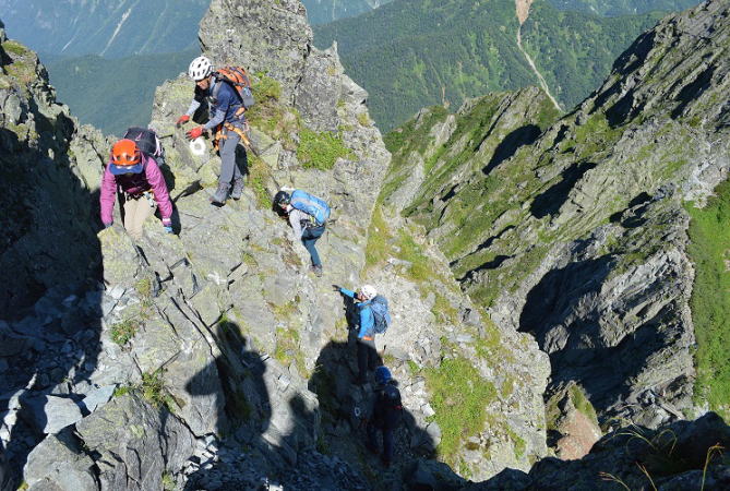 北穂高岳登り