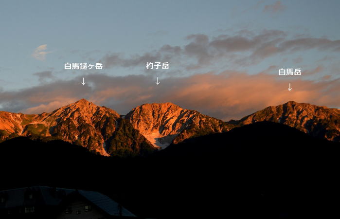 白馬三山の朝焼け