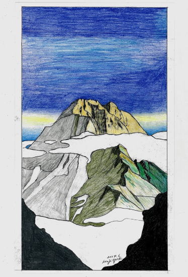 北穂高岳と大キレットパネルの原画