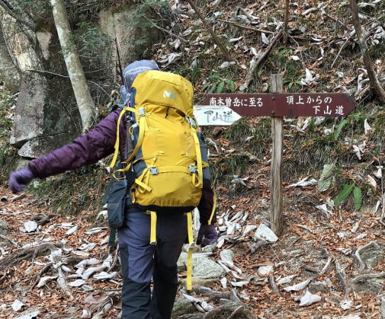 登山、下山道の分岐