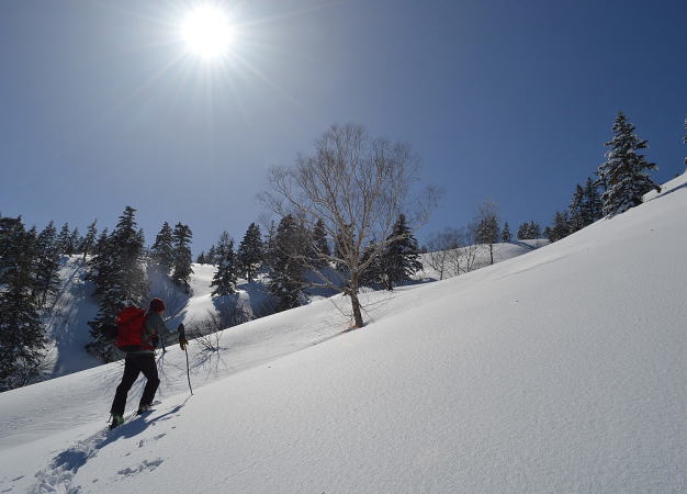 新雪のラッセルハイクアップ